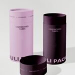 two cardboard tubes, purple and pink