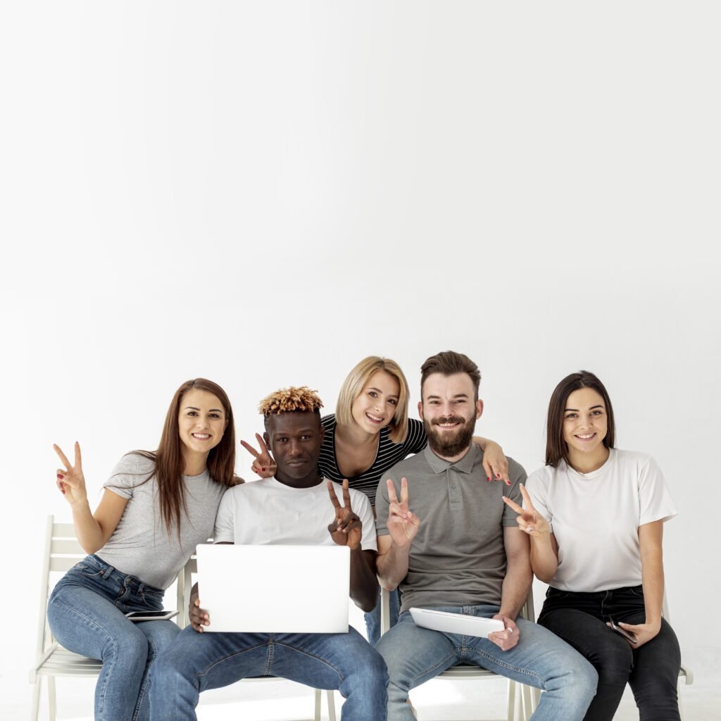 copy space smiley friends mock up